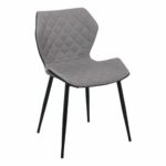 DAVID Καρέκλα Τραπεζαρίας Κουζίνας, Μέταλλο Βαφή Μαύρο PU Μαύρο, Ύφασμα Cappuccino 48x51x78cm - Image 2