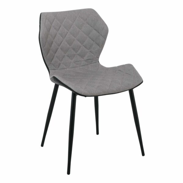 DAVID Καρέκλα Τραπεζαρίας Κουζίνας, Μέταλλο Βαφή Μαύρο PU Μαύρο, Ύφασμα Cappuccino 48x51x78cm - Image 2