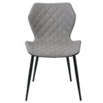 DAVID Καρέκλα Τραπεζαρίας Κουζίνας, Μέταλλο Βαφή Μαύρο PU Μαύρο, Ύφασμα Cappuccino 48x51x78cm - Image 5