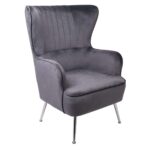 CROMA Πολυθρόνα - Μπερζέρα Σαλονιού - Καθιστικού, Ύφασμα Γκρι Velure 76x80x104cm - Image 2