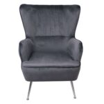 CROMA Πολυθρόνα - Μπερζέρα Σαλονιού - Καθιστικού, Ύφασμα Γκρι Velure 76x80x104cm - Image 3