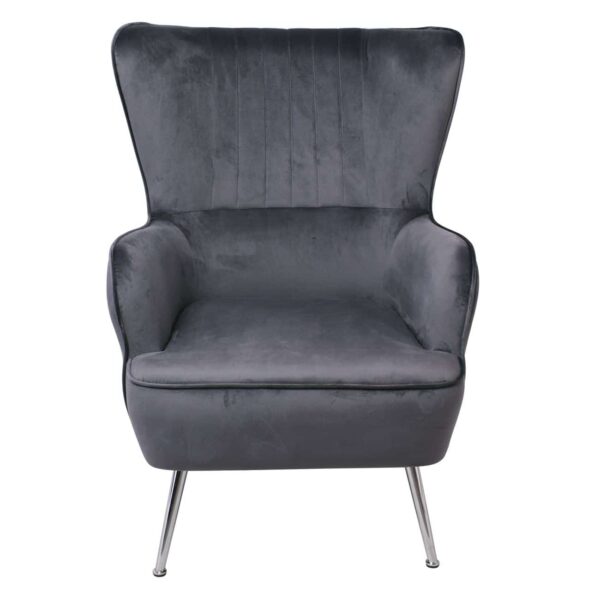 CROMA Πολυθρόνα - Μπερζέρα Σαλονιού - Καθιστικού, Ύφασμα Γκρι Velure 76x80x104cm - Image 3
