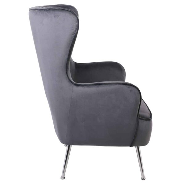 CROMA Πολυθρόνα - Μπερζέρα Σαλονιού - Καθιστικού, Ύφασμα Γκρι Velure 76x80x104cm - Image 4
