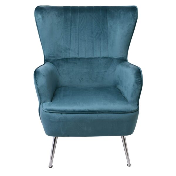 CROMA Πολυθρόνα - Μπερζέρα Σαλονιού - Καθιστικού, Ύφασμα Μπλε Velure 76x80x104cm - Image 3