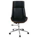 BF9850 Πολυθρόνα Γραφείου Διευθυντή, Μέταλλο Χρώμιο Καρυδί - Pu Μαύρο 65x66x112/120cm - Image 3