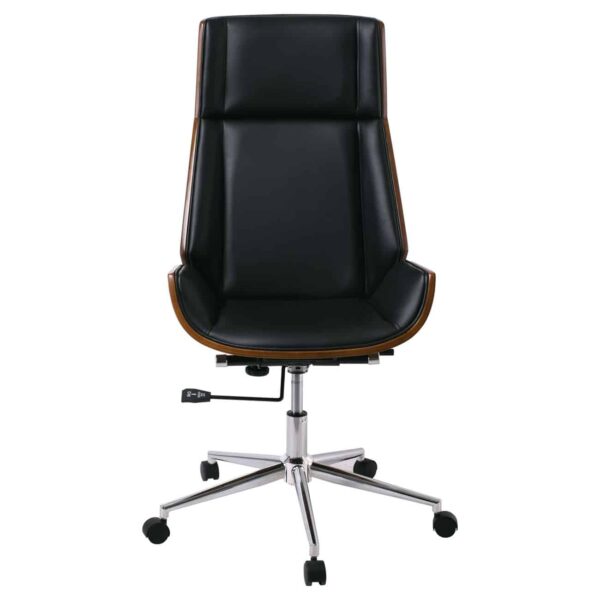 BF9850 Πολυθρόνα Γραφείου Διευθυντή, Μέταλλο Χρώμιο Καρυδί - Pu Μαύρο 65x66x112/120cm - Image 3