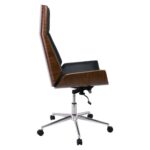 BF9850 Πολυθρόνα Γραφείου Διευθυντή, Μέταλλο Χρώμιο Καρυδί - Pu Μαύρο 65x66x112/120cm - Image 4