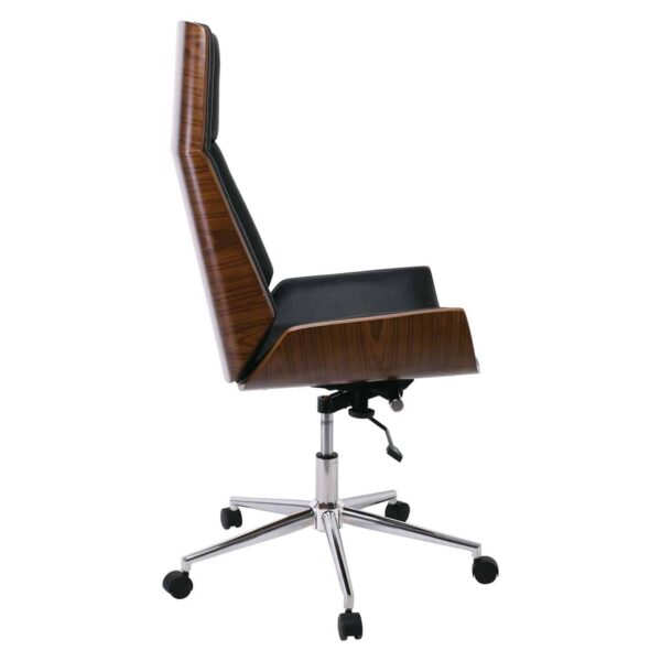 BF9850 Πολυθρόνα Γραφείου Διευθυντή, Μέταλλο Χρώμιο Καρυδί - Pu Μαύρο 65x66x112/120cm - Image 4