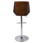 NUMAN Σκαμπό BAR με Πλάτη, Χρώμιο, Καρυδί - ΡU Μαύρο, Ρύθμιση Ύψους, Περιστρεφόμενο 52x50x62/96-83/117cm - Image 5