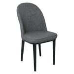 TEX Καρέκλα Τραπεζαρίας Κουζίνας, Μέταλλο Βαφή Μαύρο, Linen PU Ανθρακί 47x60x90cm - Image 2