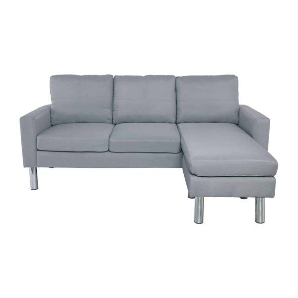 REVERSE Καναπές Σαλονιού Καθιστικού, Γωνία Αναστρέψιμος Ύφασμα Ανοιχτό Γκρι 197x131x74cm H.86cm - Image 4