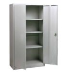 ΝΤΟΥΛΑΠΑ Δίφυλλη, 4 Ράφια, Μέταλλο Βαφή Γκρι 90x40x185cm - Image 3