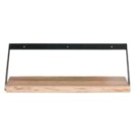 WALL-2  Ράφι Τοίχου Μέταλλο Βαφή Μαύρο, Ξύλο Ακακία Φυσικό 60x25x20cm - Image 3