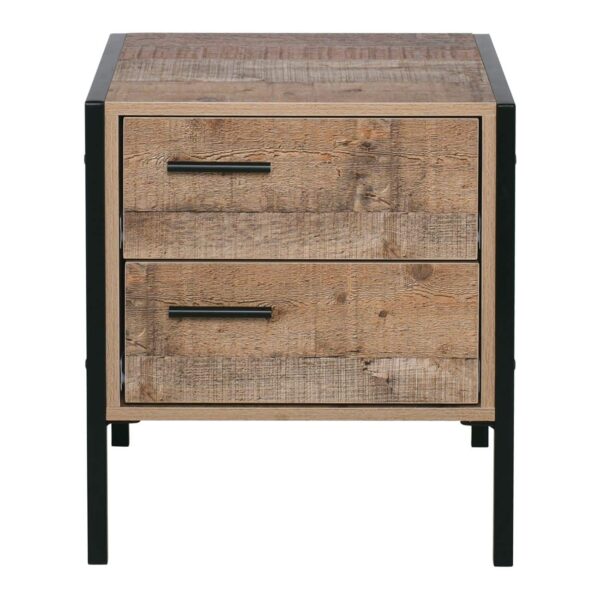 PALLET-W Κομοδίνο με 2 Συρτάρια Μέταλλο Βαφή Μαύρο - Antique Oak 44x40x50cm - Image 3