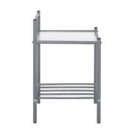 RADO Κομοδίνο Μέταλλο Βαφή Γκρι, Γυαλί 5mm 40x40x64cm - Image 3