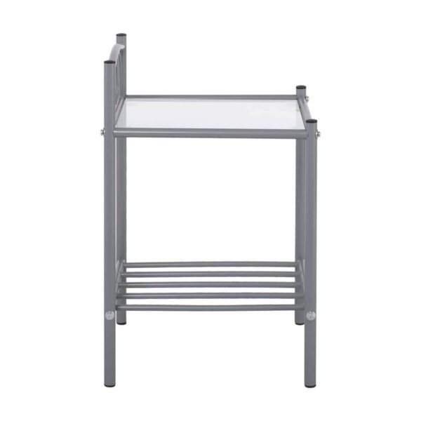 RADO Κομοδίνο Μέταλλο Βαφή Γκρι, Γυαλί 5mm 40x40x64cm - Image 3