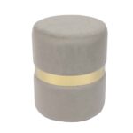 TOMMY Σκαμπό Βοηθητικό, Χρώμιο Χρυσό, Ύφασμα Velure Απόχρωση Γκρι Φ35cm Η.43cm - Image 2