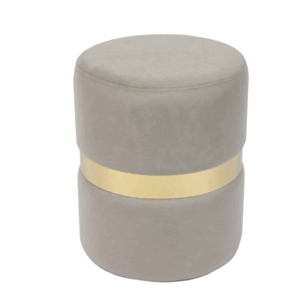 TOMMY Σκαμπό Βοηθητικό, Χρώμιο Χρυσό, Ύφασμα Velure Απόχρωση Γκρι Φ35cm Η.43cm - Image 2