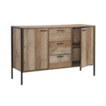 PALLET-W Μπουφές Σαλονιού Τραπεζαρίας, Μέταλλο Βαφή Μαύρο - Antique Oak 124x40x80cm - Image 2