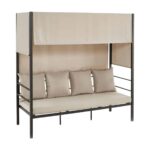 SKY Καναπές - Κρεβάτι Κήπου Εξωτερικού Χώρου, Μέταλλο Βαφή Ανθρακί, Ύφασμα Εκρού 200x80x200cm - Image 2