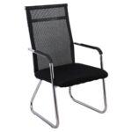 ALTA Πολυθρόνα Γραφείου Επισκέπτη Χρώμιο, Mesh Μαύρο 54x64x100cm - Image 2