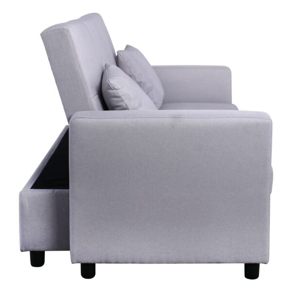 IMOLA Καναπές - Κρεβάτι Σαλονιού - Καθιστικού, 2Θέσιος Ύφασμα Ανοιχτό Γκρι 154x100x93(Κρεβ130x190x44)cm - Image 4