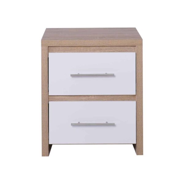 KENNEL Κομοδίνο 2 Συρτάρια, Απόχρωση Sonoma Άσπρο 47x39x57cm - Image 3