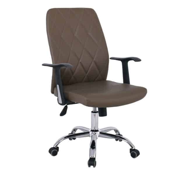 BF1450  Πολυθρόνα Διευθυντή Μέταλλο Χρώμιο - PU Cappuccino 64x64x94/104cm - Image 2