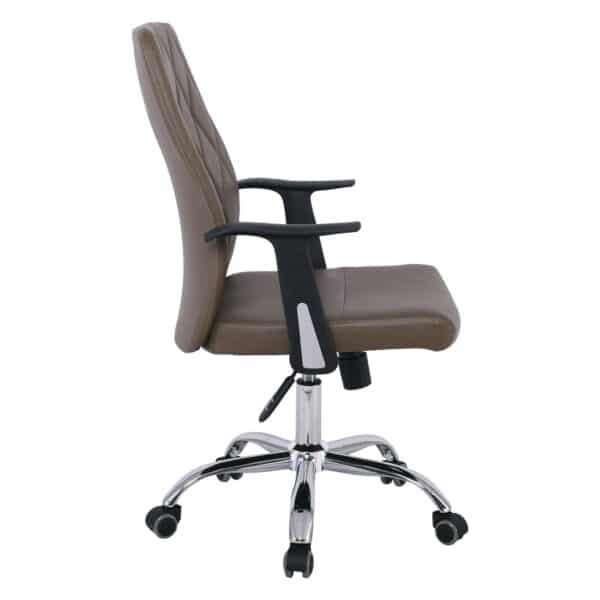 BF1450  Πολυθρόνα Διευθυντή Μέταλλο Χρώμιο - PU Cappuccino 64x64x94/104cm - Image 3
