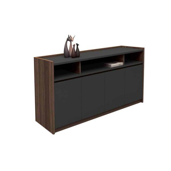 ADVANCE Ντουλάπι Γραφείου, 3 Ράφια, 2 Ντουλάπια Δίφυλλα με 4 Ράφια, Σκ.Καρυδί-Sky Grey 169x40x80cm - Image 2