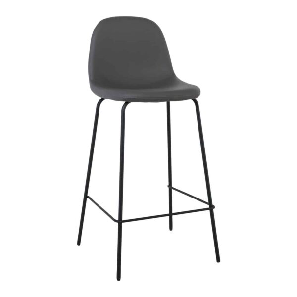 CELINA Σκαμπό BAR με Πλάτη, Κάθισμα H.67cm, Μέταλλο Βαφή Μαύρο, Pvc Γκρι 47x48x67/95cm - Image 2