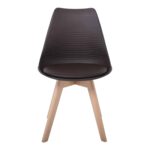 MARTIN STRIPE Καρέκλα Ξύλινο Πόδι, PP Καφέ 49x56x82cm - Image 3