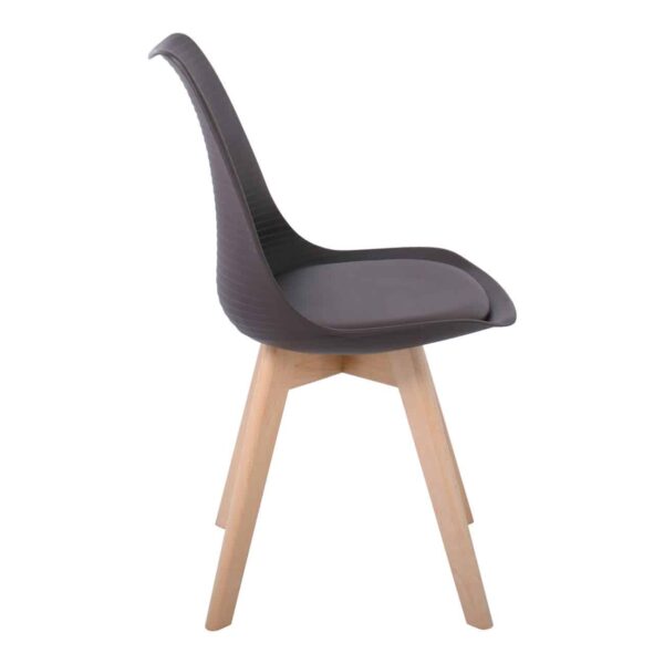 MARTIN STRIPE Καρέκλα Ξύλινο Πόδι, PP Καφέ 49x56x82cm - Image 4