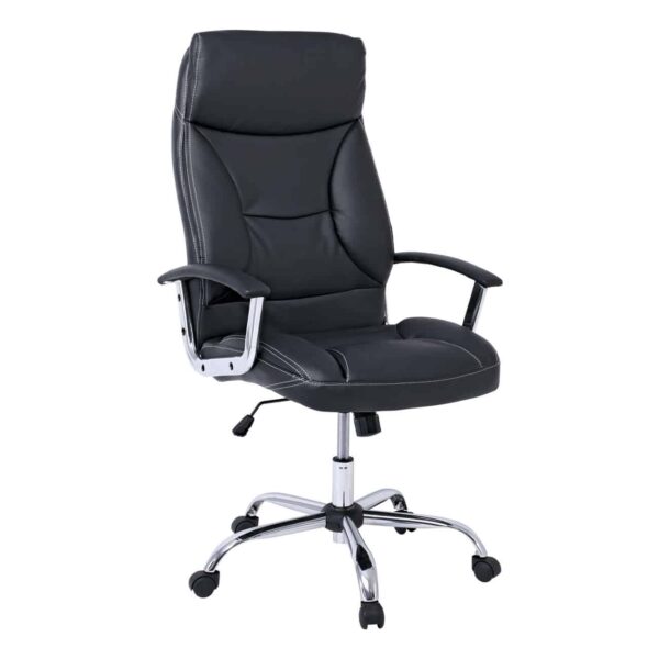 BF5700 Πολυθρόνα Διευθυντή Μέταλλο Χρώμιο, Pu Μαύρο 64x72x112/121cm - Image 2