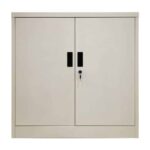 ΝΤΟΥΛΑΠΙ Δίφυλλο - 2 Ράφια Εσωτερικά - Μέταλλο Βαφή Άσπρο 90x40x90cm - Image 3