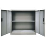 ΝΤΟΥΛΑΠΙ Δίφυλλο - 2 Ράφια Εσωτερικά - Μέταλλο Βαφή Γκρι 90x40x90cm - Image 4