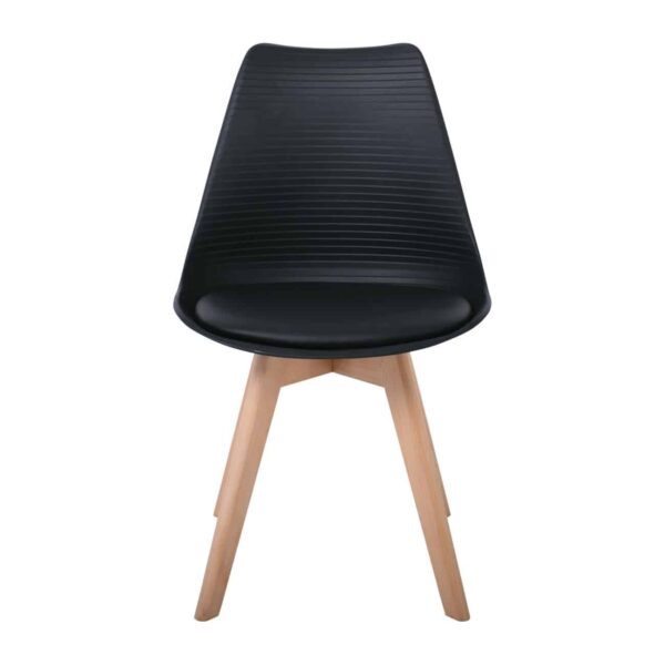 MARTIN STRIPE Καρέκλα Ξύλινο Πόδι, PP Μαύρο 49x56x82cm - Image 3