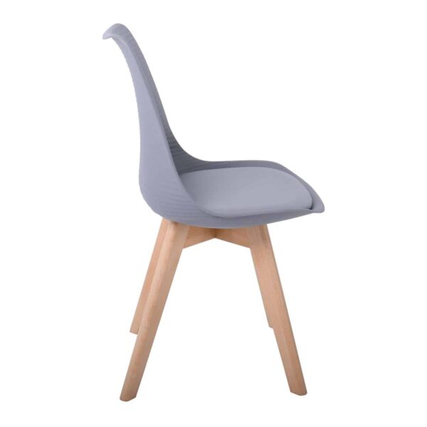 MARTIN STRIPE Καρέκλα Ξύλινο Πόδι, PP Γκρι 49x56x82cm - Image 4