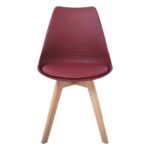MARTIN STRIPE Καρέκλα Ξύλινο Πόδι, PP Μπορντώ 49x56x82cm - Image 3