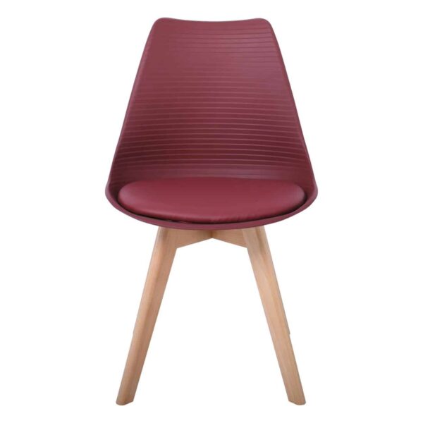 MARTIN STRIPE Καρέκλα Ξύλινο Πόδι, PP Μπορντώ 49x56x82cm - Image 3