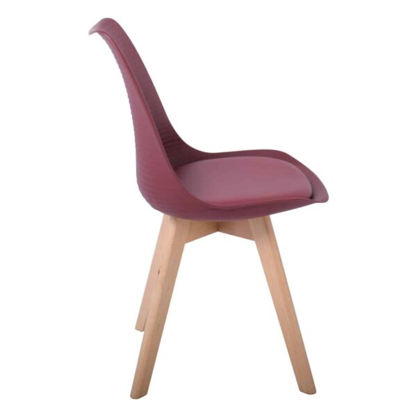 MARTIN STRIPE Καρέκλα Ξύλινο Πόδι, PP Μπορντώ 49x56x82cm - Image 4