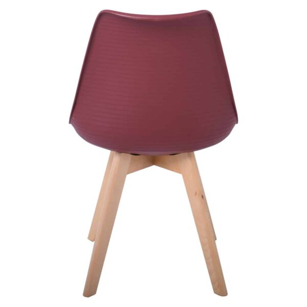 MARTIN STRIPE Καρέκλα Ξύλινο Πόδι, PP Μπορντώ 49x56x82cm - Image 5