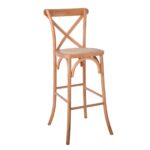 DESTINY Σκαμπό BAR, Ξύλο Οξιά Απόχρωση Φυσικό, Κάθισμα Ψάθα, Στοιβαζόμενο 45x48x110cm - Image 2