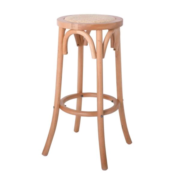 VIENNA Σκαμπό BAR, Ξύλο Οξιά Απόχρωση Φυσικό, Κάθισμα Ψάθα 36x36x71cm - Image 2