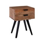 ANKO Κομοδίνο Μέταλλο Βαφή Μαύρο, Ξύλο Ακακία Φυσικό 47x35x65cm - Image 2