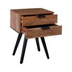 ANKO Κομοδίνο Μέταλλο Βαφή Μαύρο, Ξύλο Ακακία Φυσικό 47x35x65cm - Image 5