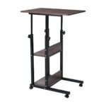 LIFT Βοηθητικό Τραπεζάκι Μέταλλο Βαφή Μαύρο, Melamine Απόχρωση Σκούρο Καρυδί 60x40x78/92cm - Image 3