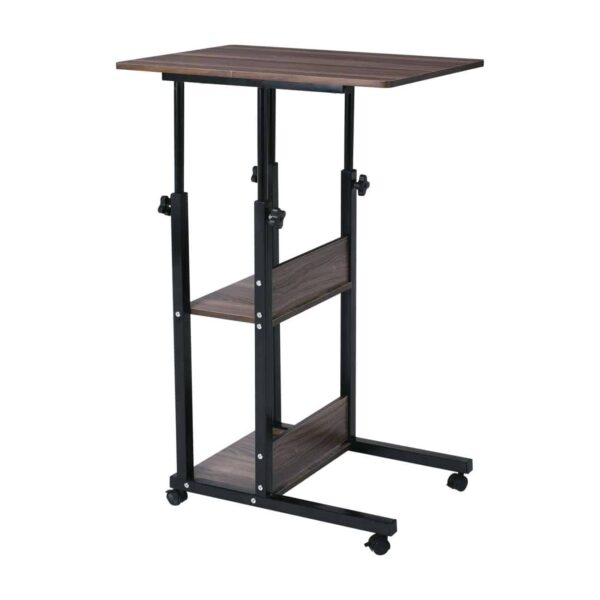 LIFT Βοηθητικό Τραπεζάκι Μέταλλο Βαφή Μαύρο, Melamine Απόχρωση Σκούρο Καρυδί 60x40x78/92cm - Image 3