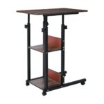 LIFT Βοηθητικό Τραπεζάκι Μέταλλο Βαφή Μαύρο, Melamine Απόχρωση Σκούρο Καρυδί 60x40x78/92cm - Image 4