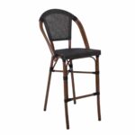 COSTA Σκαμπό BAR με Πλάτη, Αλουμίνιο Απόχρωση Καρυδί, Textilene Μαύρο 50x55x76/116cm - Image 2